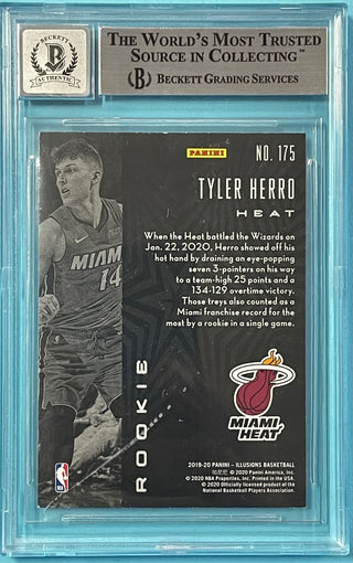 Tyler Herro 2019-20 Panini Chronicles Illusions Authentic Beckett 10 Autograph Card