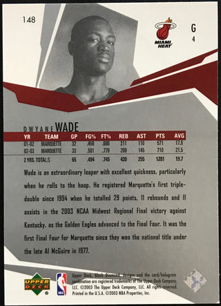 Dwyane Wade Unsigned 2003-2004 Upper Deck Black Diamond Rookie Card