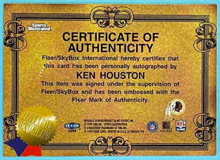 Ken Houston Autographed 1999 Sports Illustrated Fleer Greats of the Game Football Card