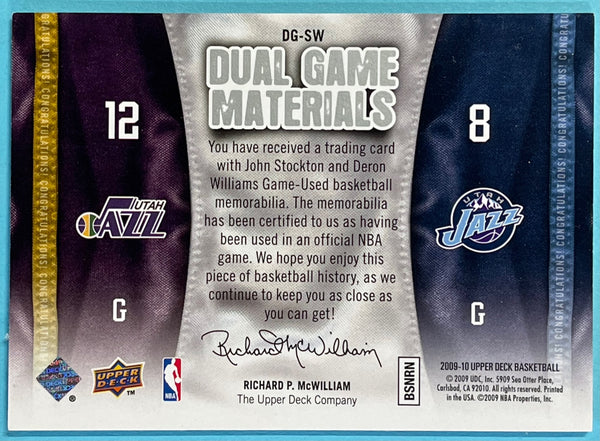 John Stockton Deron Williams 2009-10 Upper Deck Dual Game Materials Card