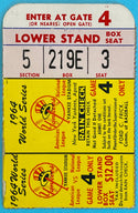 1964 World Series Game 4 Ticket Stub Yankees vs. Cardinals Boyer HR