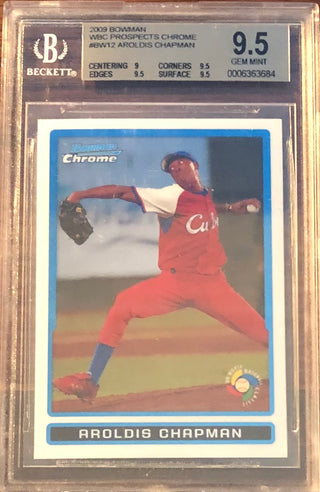 Aroldis CHapman 2009 Bowman Chrome Rookie Card (BVG)