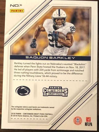 Saquon Barkley 2018 Panini Contenders Rookie Card