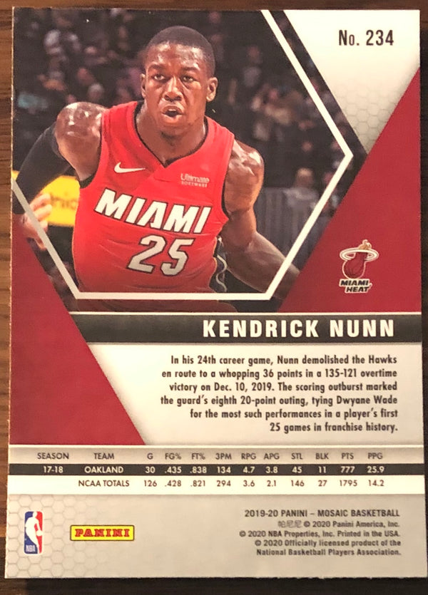 Kendrick Nunn 2019-20 Panini Mosaic Rookie Card