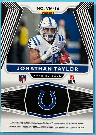 Jonathan Taylor 2020 Panini Obsidian Rookie Jersey Card