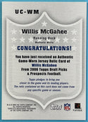 Willis McGahee 2006 Topps Jersey Card