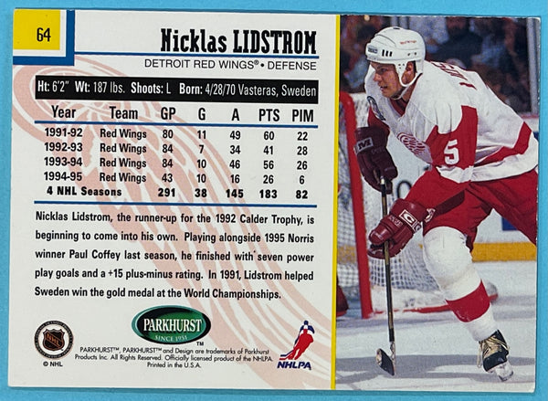 Nicklas Lidstrom Autographed 1995-96 Parkhurst International Card #64