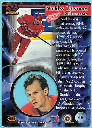 Nicklas Lidstrom Autographed 1997-98 Pinnacle Invincible Card #49