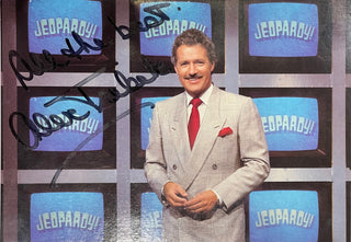 Alex Trebek Autographed Jeopardy 5x7 Promotional postcard (JSA)