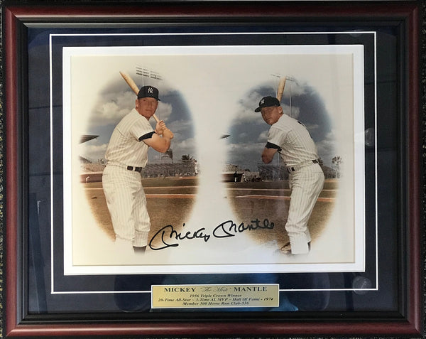 Mickey Mantle Autographed Framed 11x14 Photo (JSA)