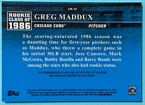 Greg Maddux 2014 Topps Comemorative Class Ring Card