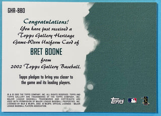 Brett Boone 2002 Topps Gallery Game Worn Jersey Card GHR-BB0