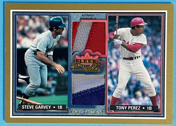 Steve Garvey & Tony Perez 2002 Fleer Game Used Jersey Card 16/50