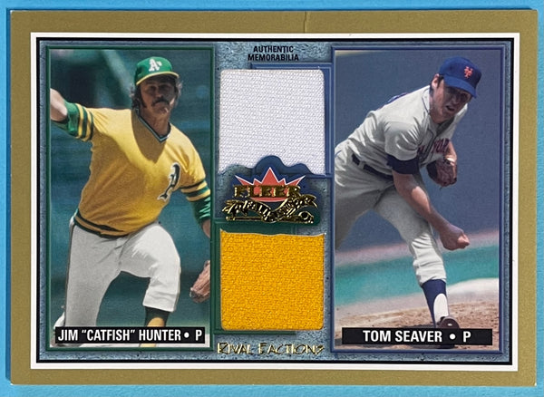 Jim Catfish Hunter & Tom Seaver 2002 Fleer Game Used Jersey Card