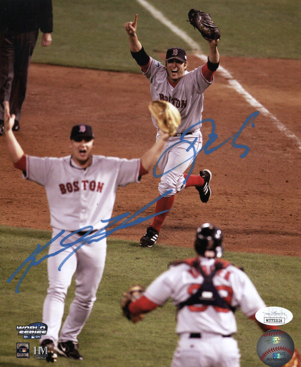 Keith Foulke / Doug Mientkiewicz Autographed 8x10 Photo Boston Red Sox (JSA)