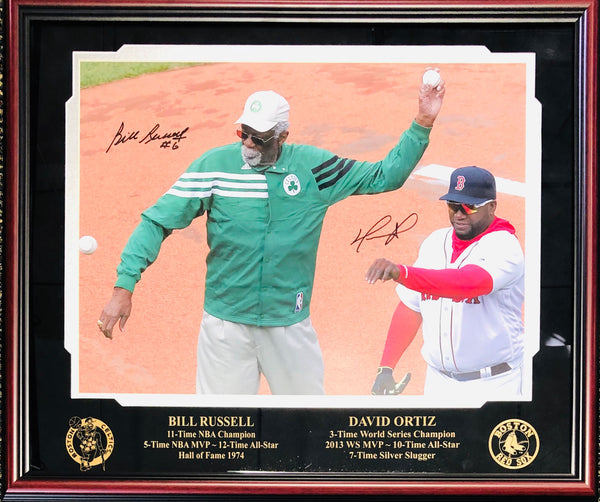 Bill Russell & David Ortiz Autographed Framed 16x20 Photo