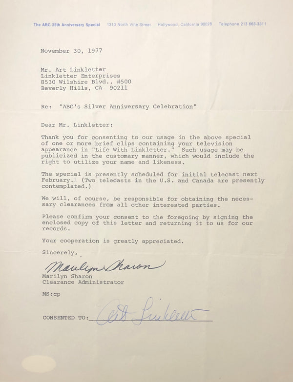 Marilyn Sharon Autographed Contract (JSA)