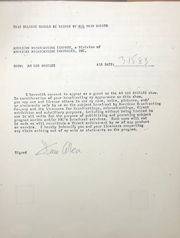 Steve Allen Autographed Contract (JSA)