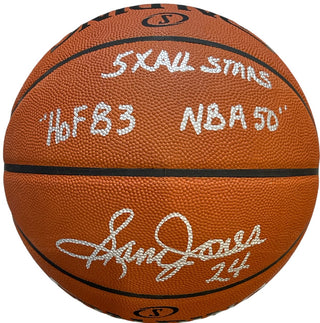 Sam Jones Autographed Spalding Leather Game Basketball (Beckett)