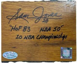 Sam Jones Autographed 5x4 Boston Garden Floor Piece