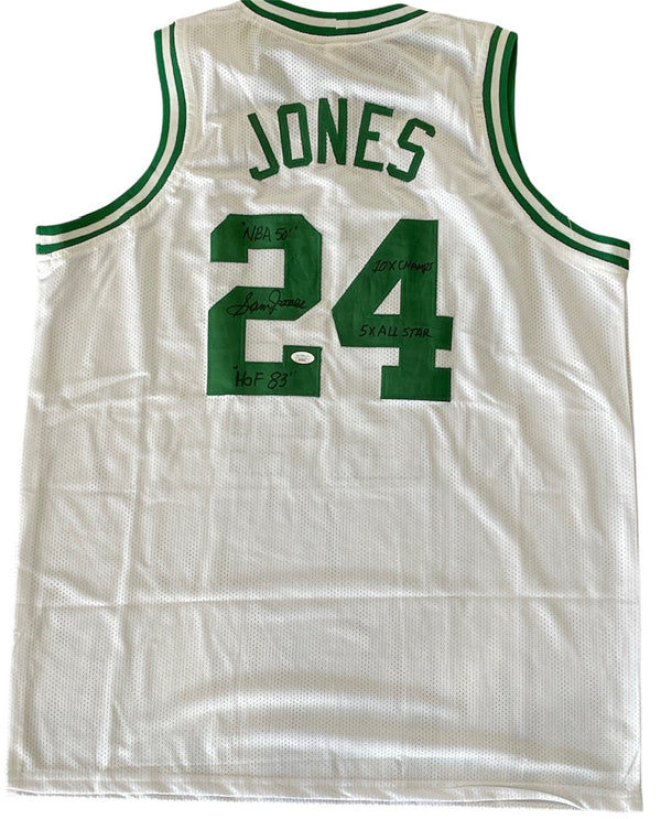 Sam Jones Autographed Boston Celtics Custom XL Jersey (JSA)