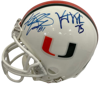 Vince Wilfork Kellen Winslow Jr Autographed Miami Hurricanes Mini Helmet