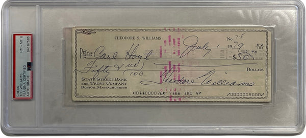 Ted Williams Autographed Check PSA 8