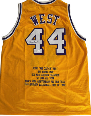 Jerry West Autographed Los Angeles Lakers Custom Jersey (JSA)