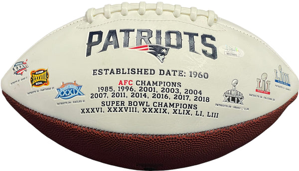 Kevin Faulk "3x SB Champ" Autographed New England Patriots White Panel Football (JSA)