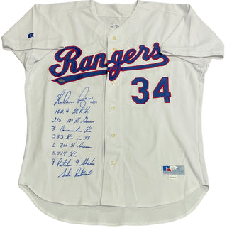 Nolan Ryan Autographed Multi Inscribed Texas Rangers Authentic Jersey (JSA)