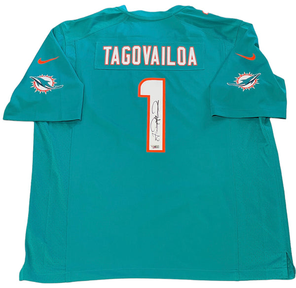 Tua Tagovailoa Autographed Dolphins Aqua Jersey (Fanatics)