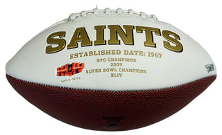 Drew Brees "NFL Pass Record 10/8/18" Autographed New Orleans Saints White Panel Football (Fanatics)