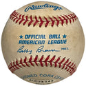 Roger Clemens Autographed Official American League Bobby Brown Baseball (JSA)