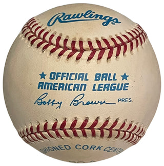 Phil Rizzuto Autographed Official American League Bobby Brown Baseball (JSA)