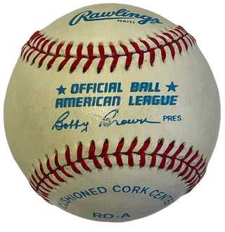 Joe DiMaggio Autographed Official American League Bobby Brown Baseball (JSA)