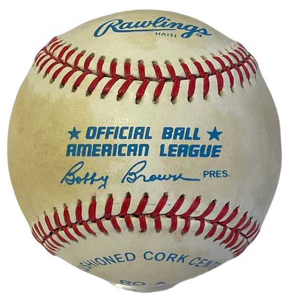 Reggie Jackson Autographed Official American League Bobby Brown Baseball (JSA)