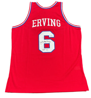 Julius Erving "HOF 93" Autographed Philadelphia 76ers Mitchell & Ness Red Jersey (Beckett)