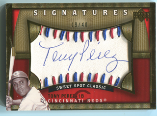 2005 Upper Deck Signatures Sweet Spot classic #TPTony Perez Autographed Card