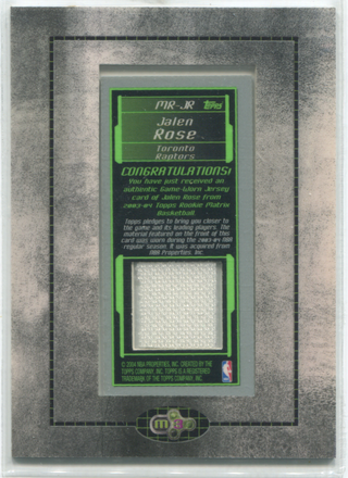 2004 Topps Mystery M3 Game Worn Jersey Jalen Rose Card