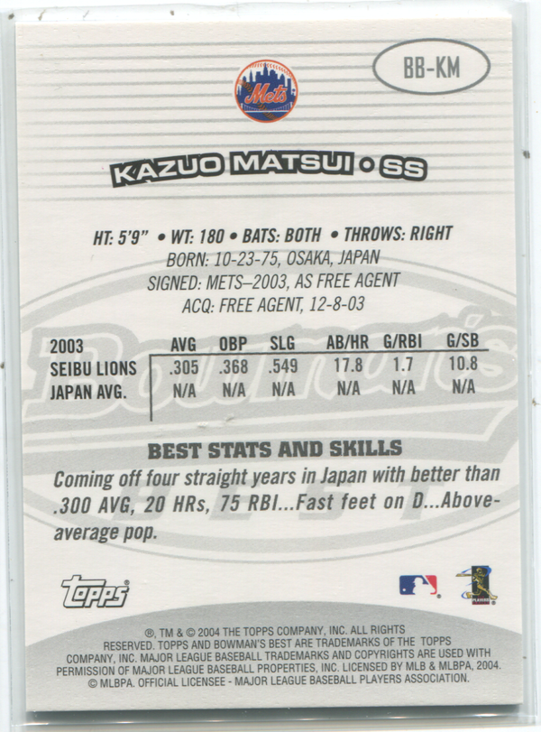 2004 Bowmans Best First Year #BB-KM Kazuo Matsui