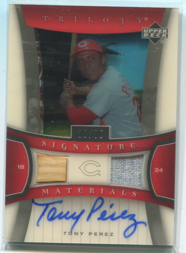 2005 Upper Deck Signatures Materials Tony Perez Autographed Card 29/75