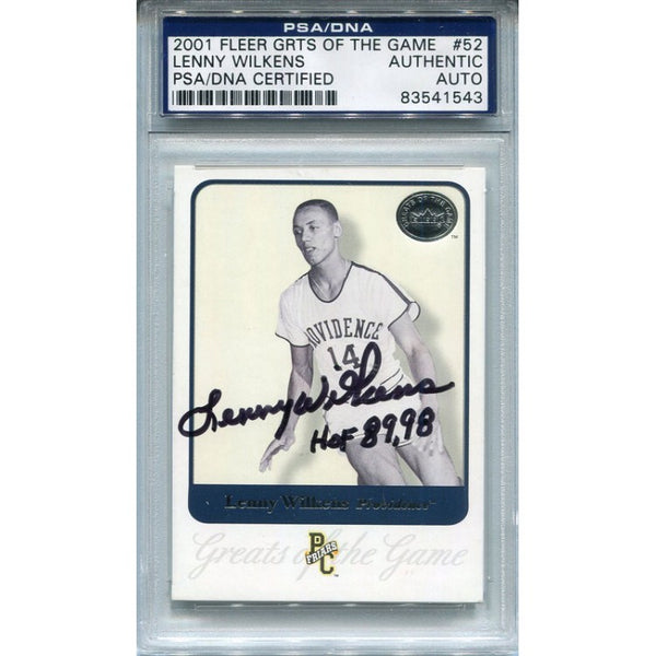 Lenny Wilkens HOF 89 98 Autographed 2001 Fller Greats of the Game Card (PSA/DNA)