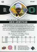 Arik Armstead Autographed 2015 Upper Deck Rookie Card Back