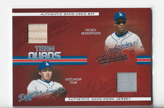 Rickey Henderson / Kazuhisa Ishii / Shawn Green / Al Oliver 2005 Donruss #TQ-47 (83/150) Team Quads Authentic Bats & Jersey Card