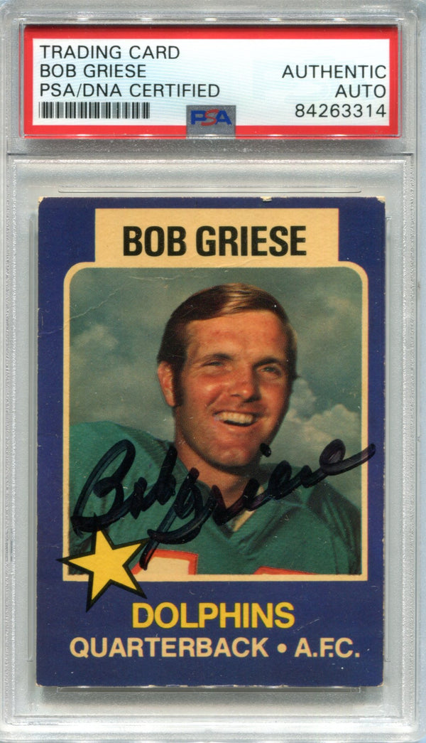 Bob Griese Autographed 1975 Topps Wonder Bread Card (PSA)