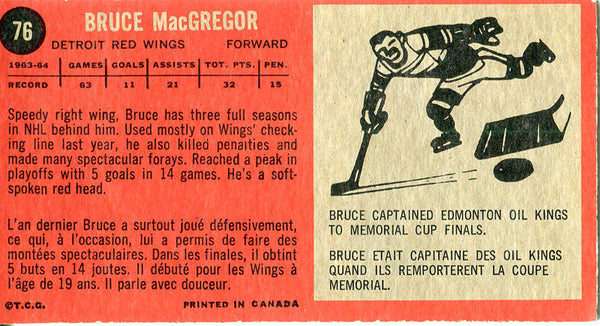 Bruce Macgregor Unsgned 1964-65 Topps Card