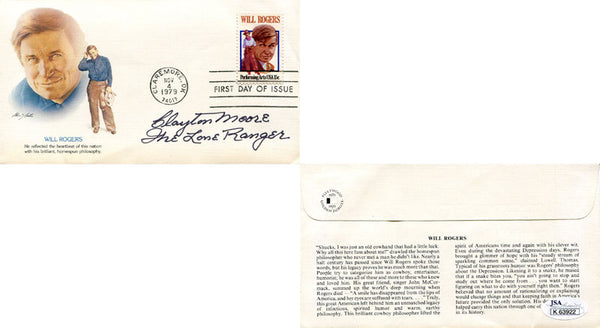 Clayton Moore The Lone Ranger Autographed First Day Envelope (JSA)