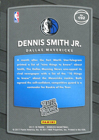 Dennis Smith Jr. 2017-18 Panini Donruss Rookie Card Back