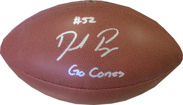 Denzel Perryman Go Canes Autographed Wilson NFL Football (JSA)