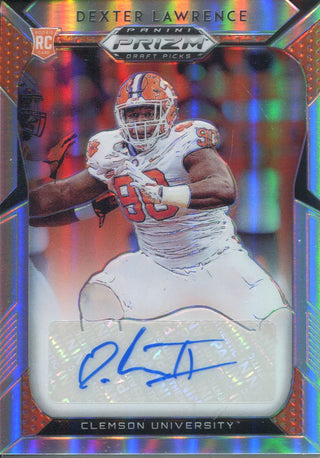 Dexter Lawrence Autographed 2019 Panini Prizm Orange Draft Picks